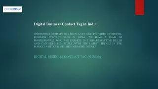Digital Business Contact Tag in India  Onetaphello.com  in