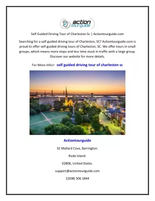 self guided driving tour of charleston