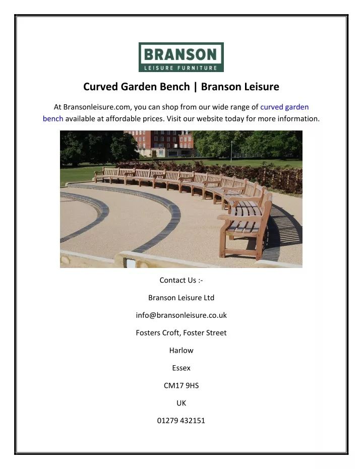 curved garden bench branson leisure