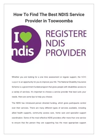 how to find the best ndis service provider