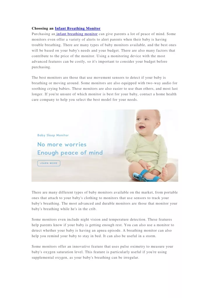 choosing an infant breathing monitor purchasing