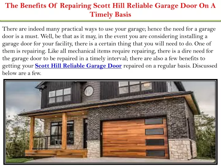 the benefits of repairing scott hill reliable