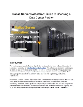 dallas server colocation guide to choosing a data