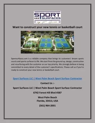 Sport Surfaces LLC | West Palm Beach Sport Surface Contractor