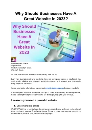 Why Should Businesses Have A Great Website In 2023