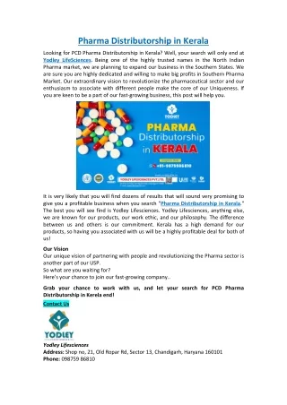Pharma Distributorship in Kerala