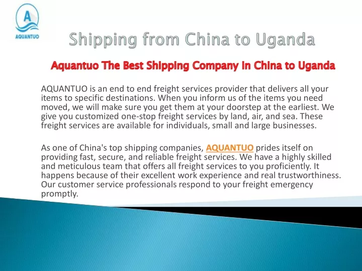 aquantuo is an end to end freight services