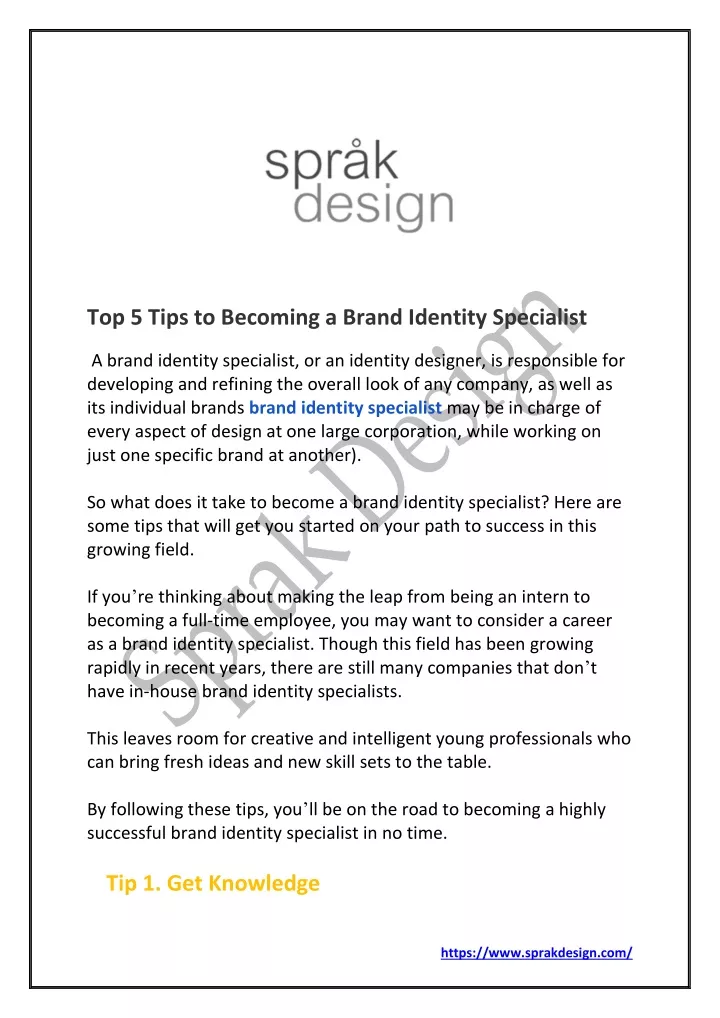 top 5 tips to becoming a brand identity specialist