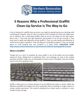 5 Reasons Why a Professional Graffiti Clean-Up Service is The Way To Go