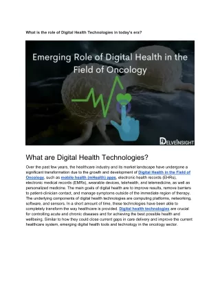 Emerging Role of Digital Health in the Field of Oncology