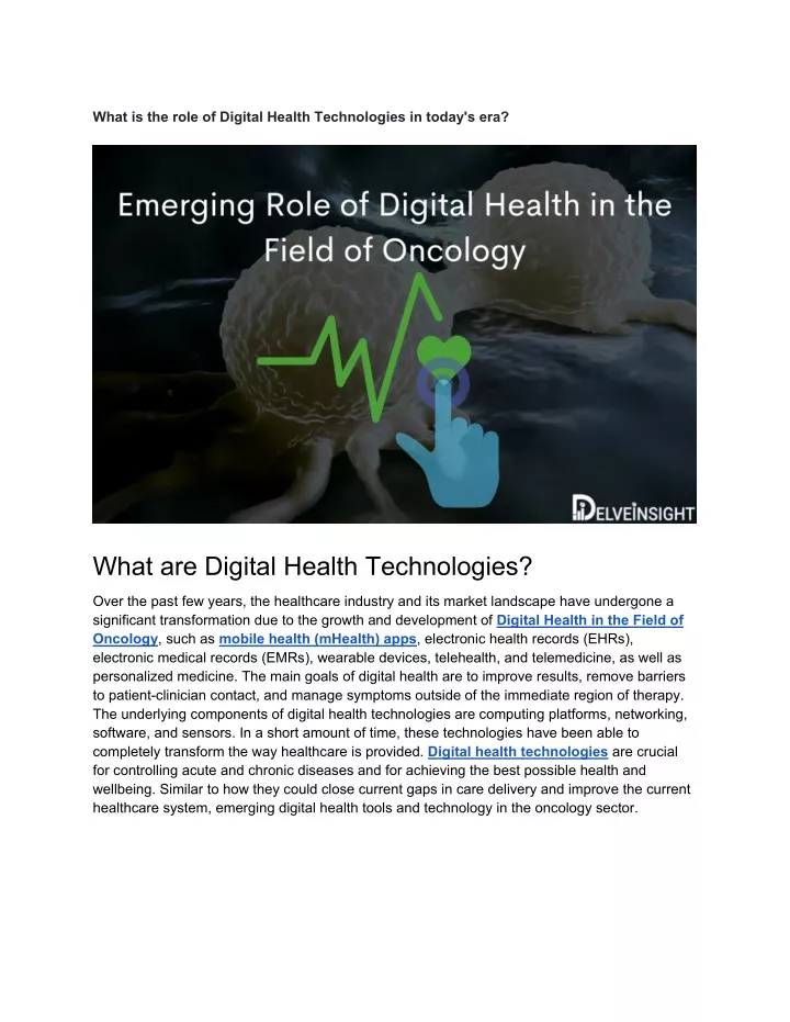 what is the role of digital health technologies