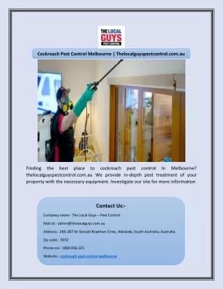 Cockroach Pest Control Melbourne | Thelocalguyspestcontrol.com.au
