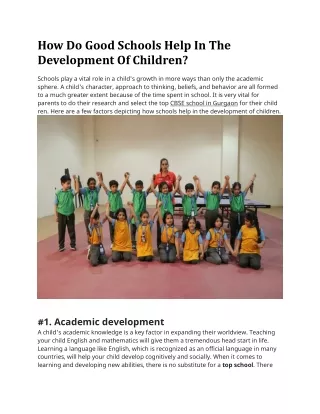 How Do Good Schools Help In The Development Of Children