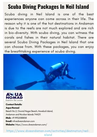 scuba diving packages in neil island scuba diving