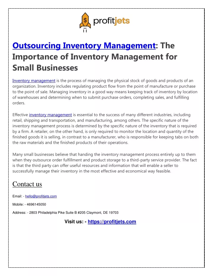 outsourcing inventory management the importance