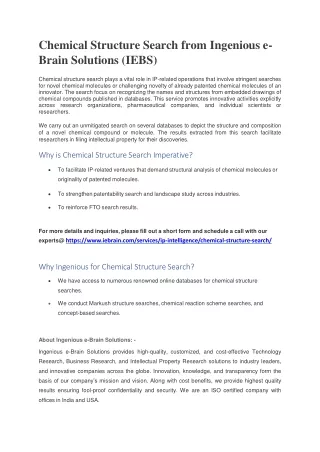 chemical structure search from ingenious e brain solutions iebs