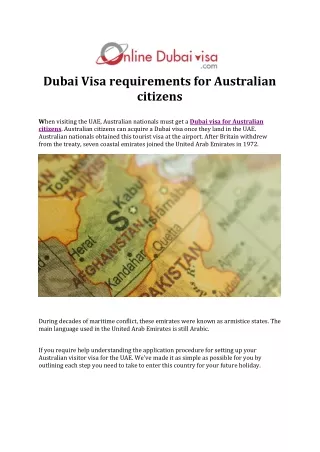 Dubai Visa requirements for Australian citizens