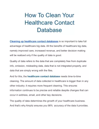 how to clean your healthcare contact database