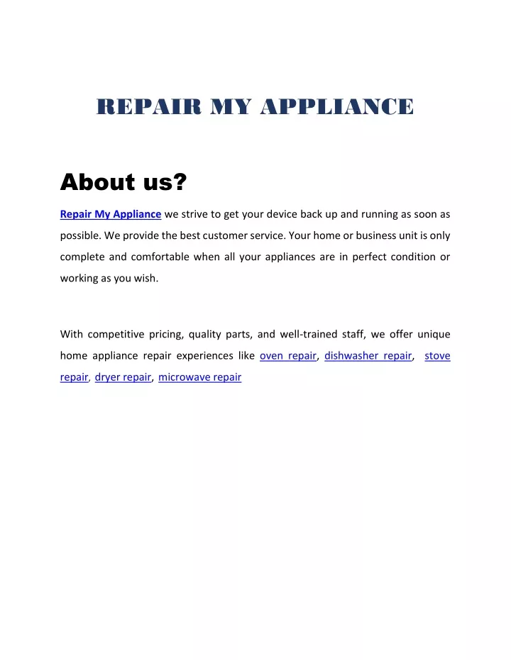 repair my appliance