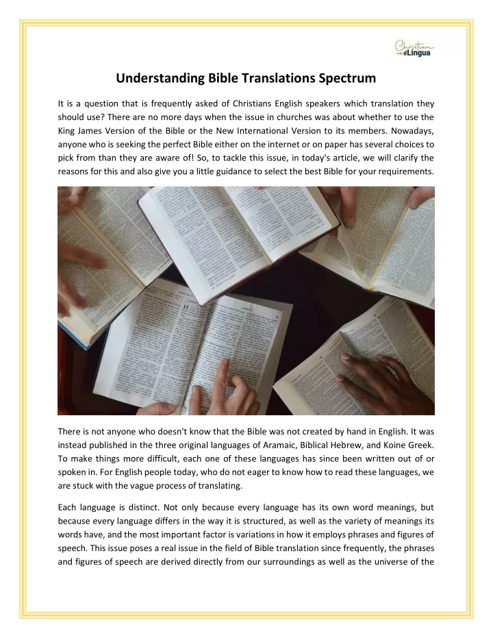 understanding bible translations spectrum