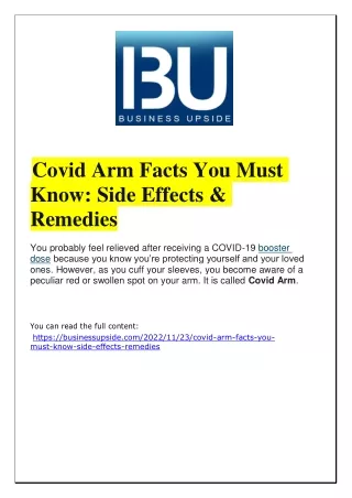 Covid Arm Facts You Must Know  Side Effects & Remedies