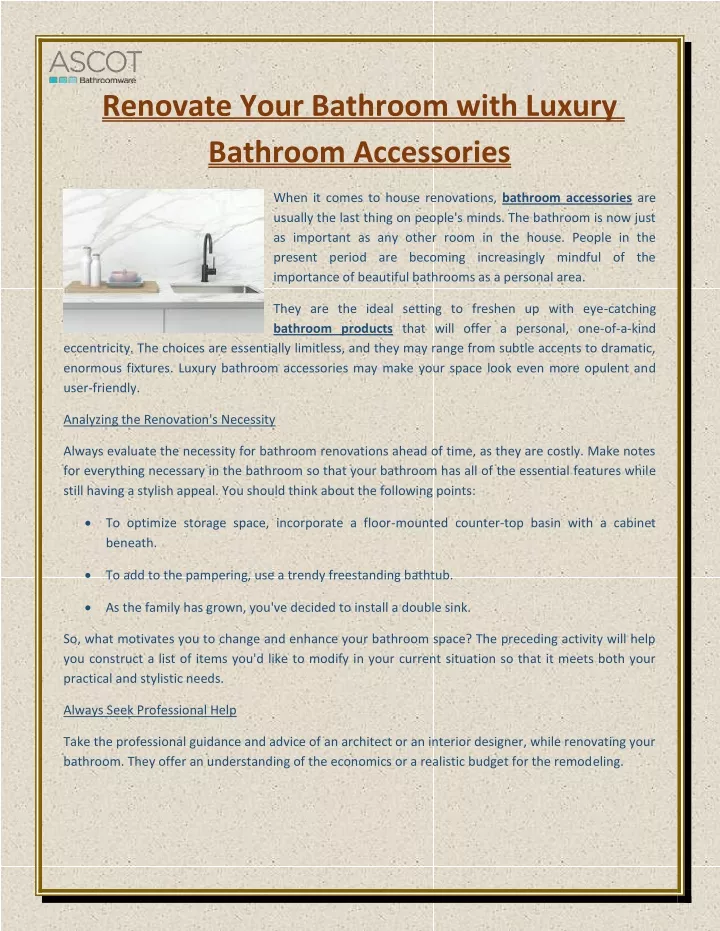 renovate your bathroom with luxury bathroom