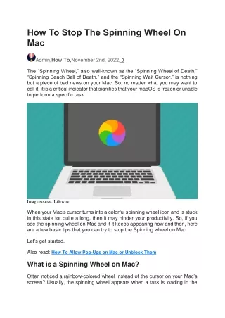 How To Stop The Spinning Wheel On Mac