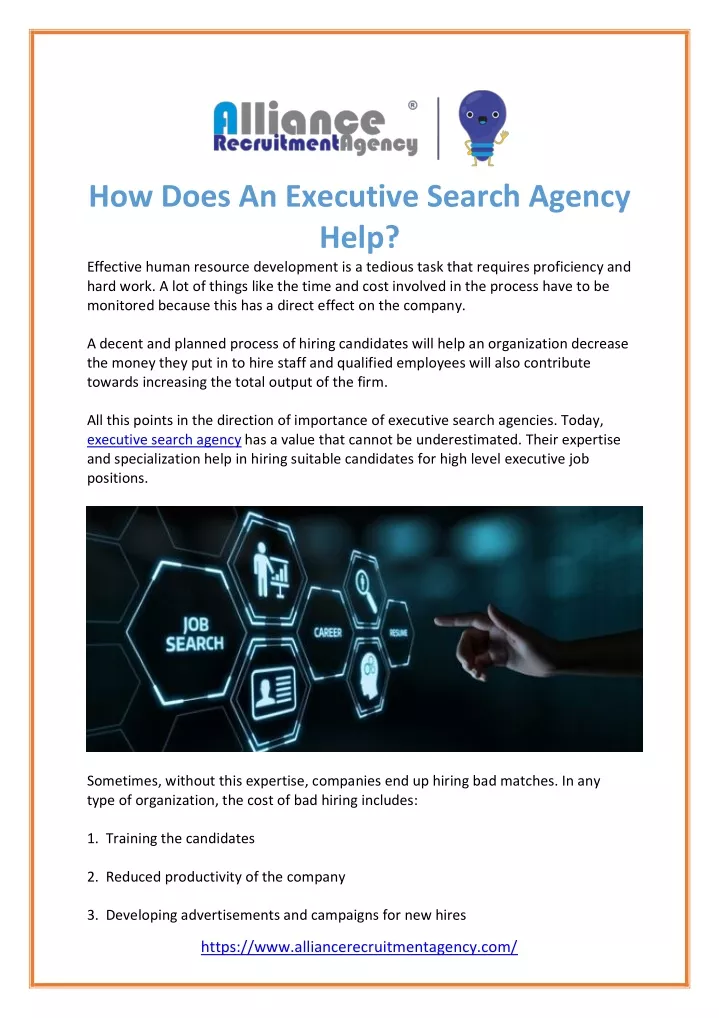 how does an executive search agency help