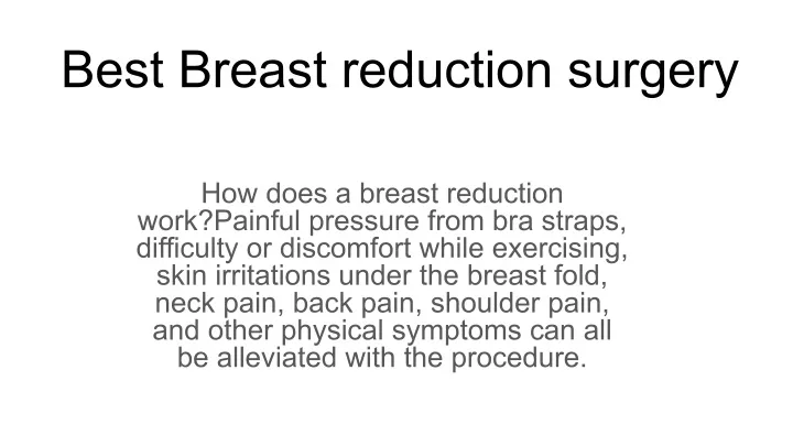 best breast reduction surgery