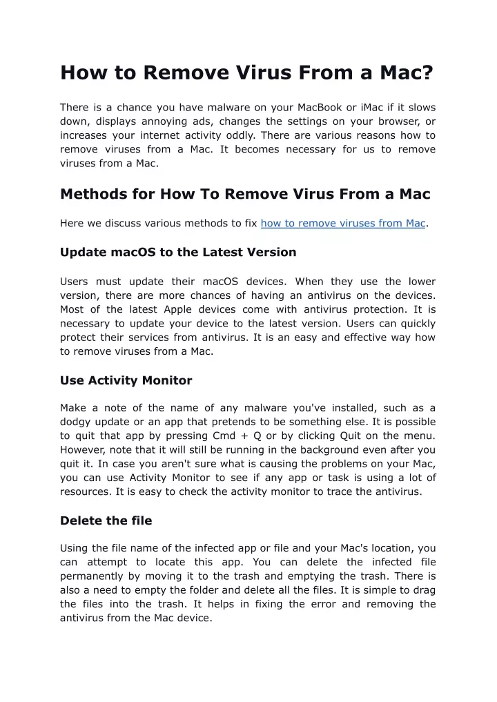 how to remove virus from a mac