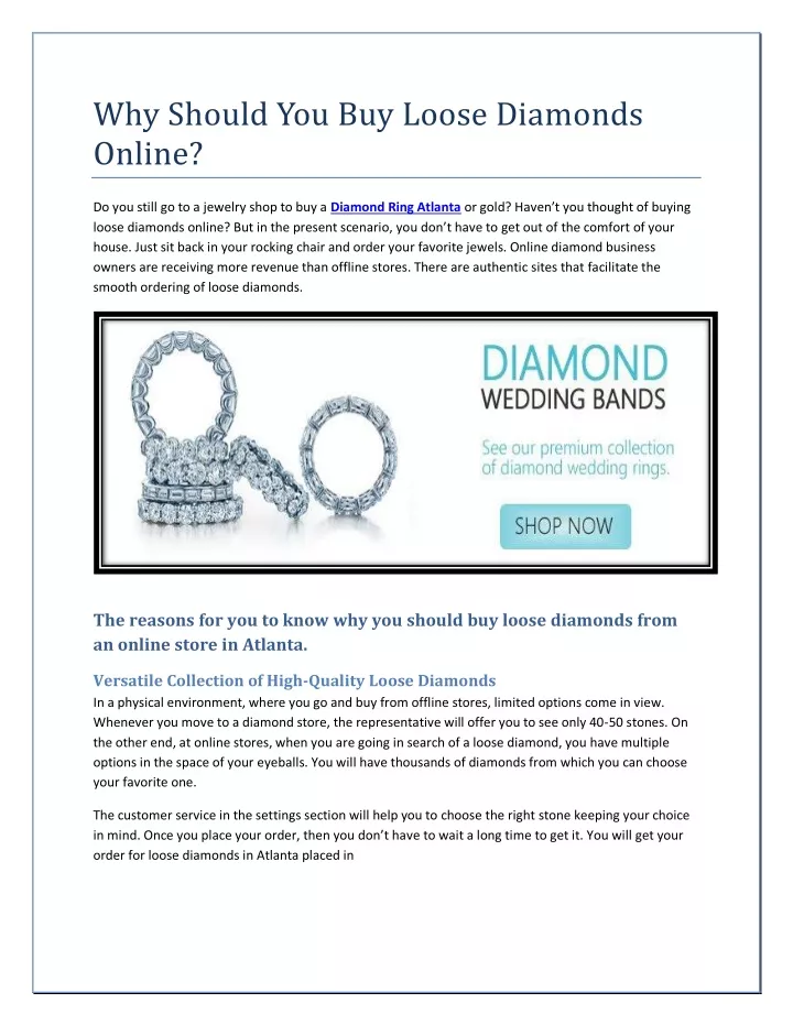 why should you buy loose diamonds online