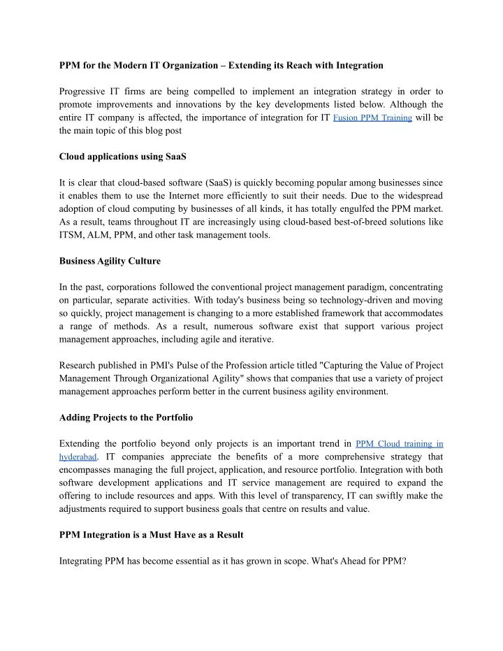 ppm for the modern it organization extending