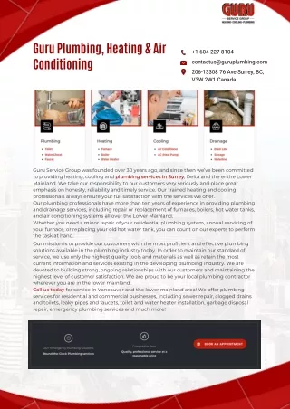 Plumbers in Surrey - Guru Plumbing, Heating and Air Conditioning