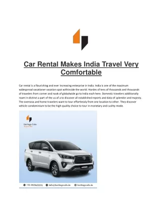 Car Rental Makes India Travel Very Comfortable