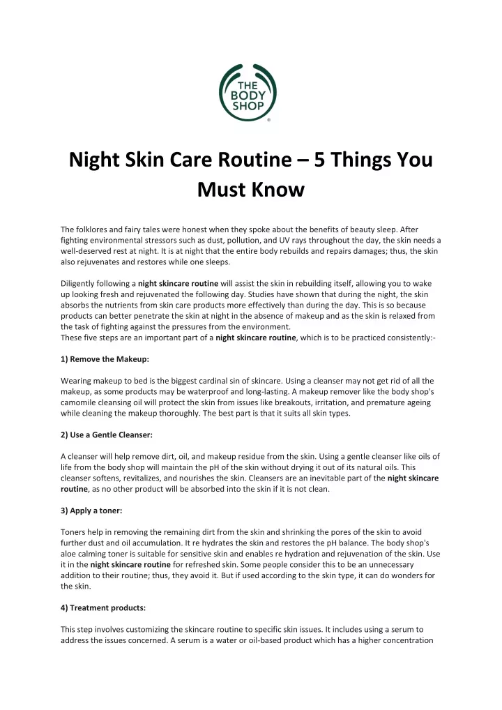 night skin care routine 5 things you must know