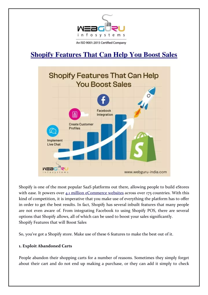 shopify features that can help you boost sales