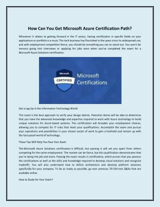 how can you get microsoft azure certification path