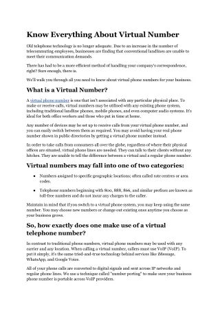 know everything about virtual number