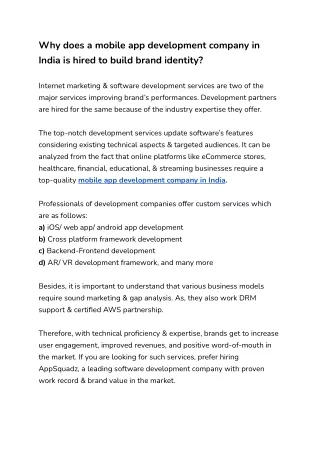 why does a mobile app development company