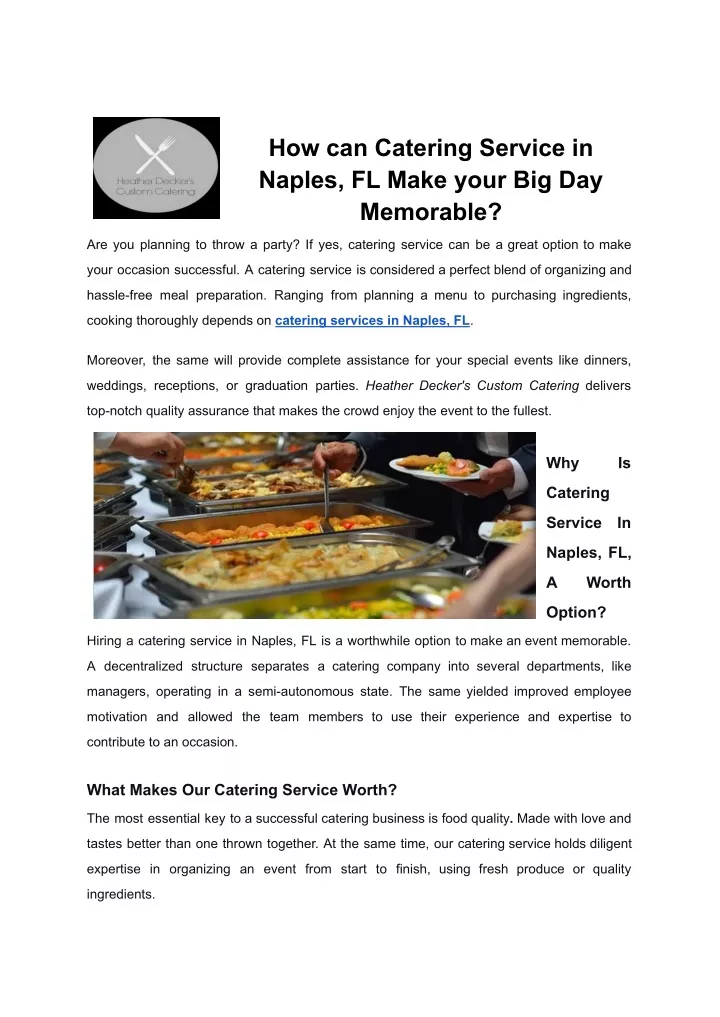 how can catering service in naples fl make your