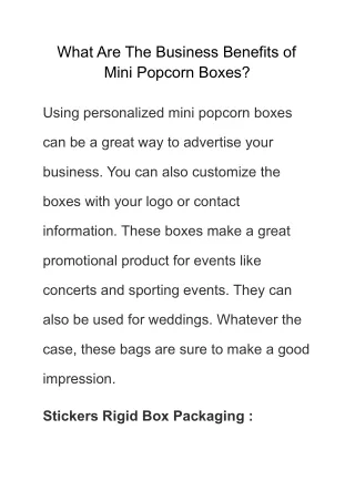 What Are The Business Benefits of Mini Popcorn Boxes