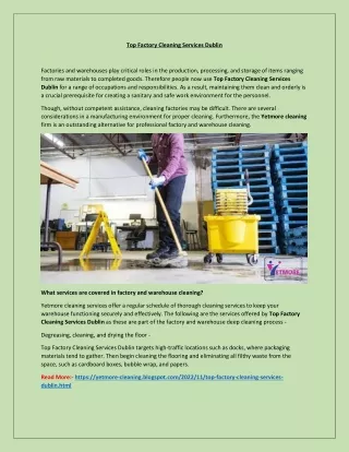 Top Factory Cleaning Services Dublin