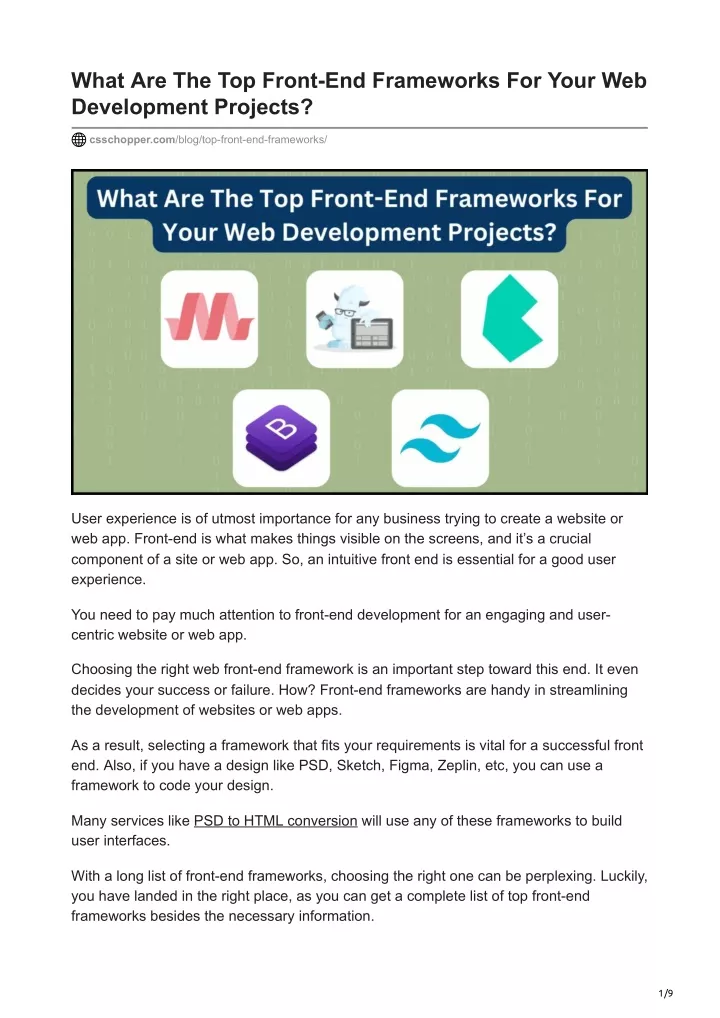 what are the top front end frameworks for your