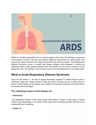 ards is a condition generated due to a lack
