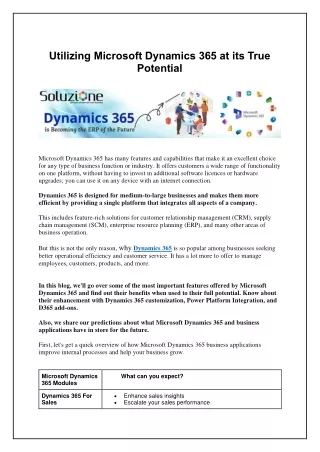 utilizing microsoft dynamics 365 at its true