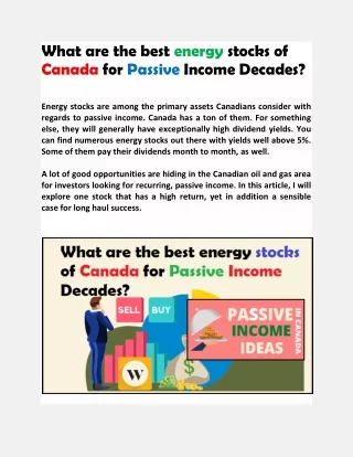 What are the best energy stocks of Canada for Passive Income Decades