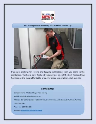 Test and Tag Services Brisbane | The Local Guys Test and Tag