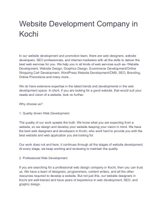 Website Development Company in Kochi