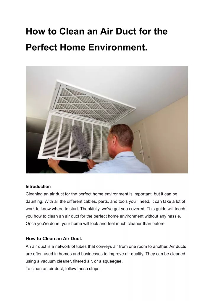 how to clean an air duct for the