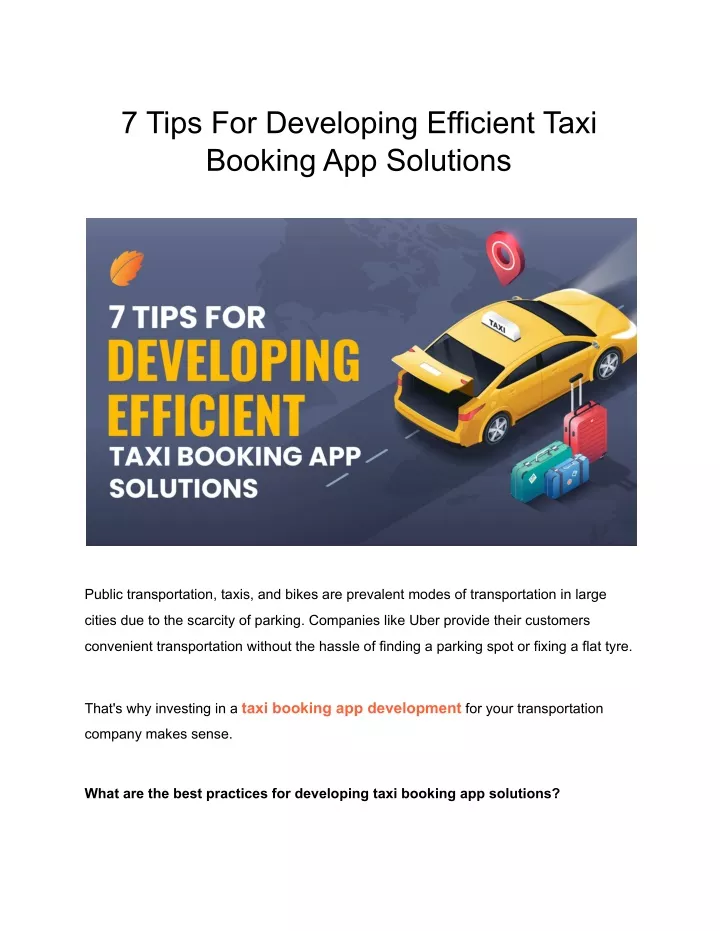 7 tips for developing efficient taxi booking